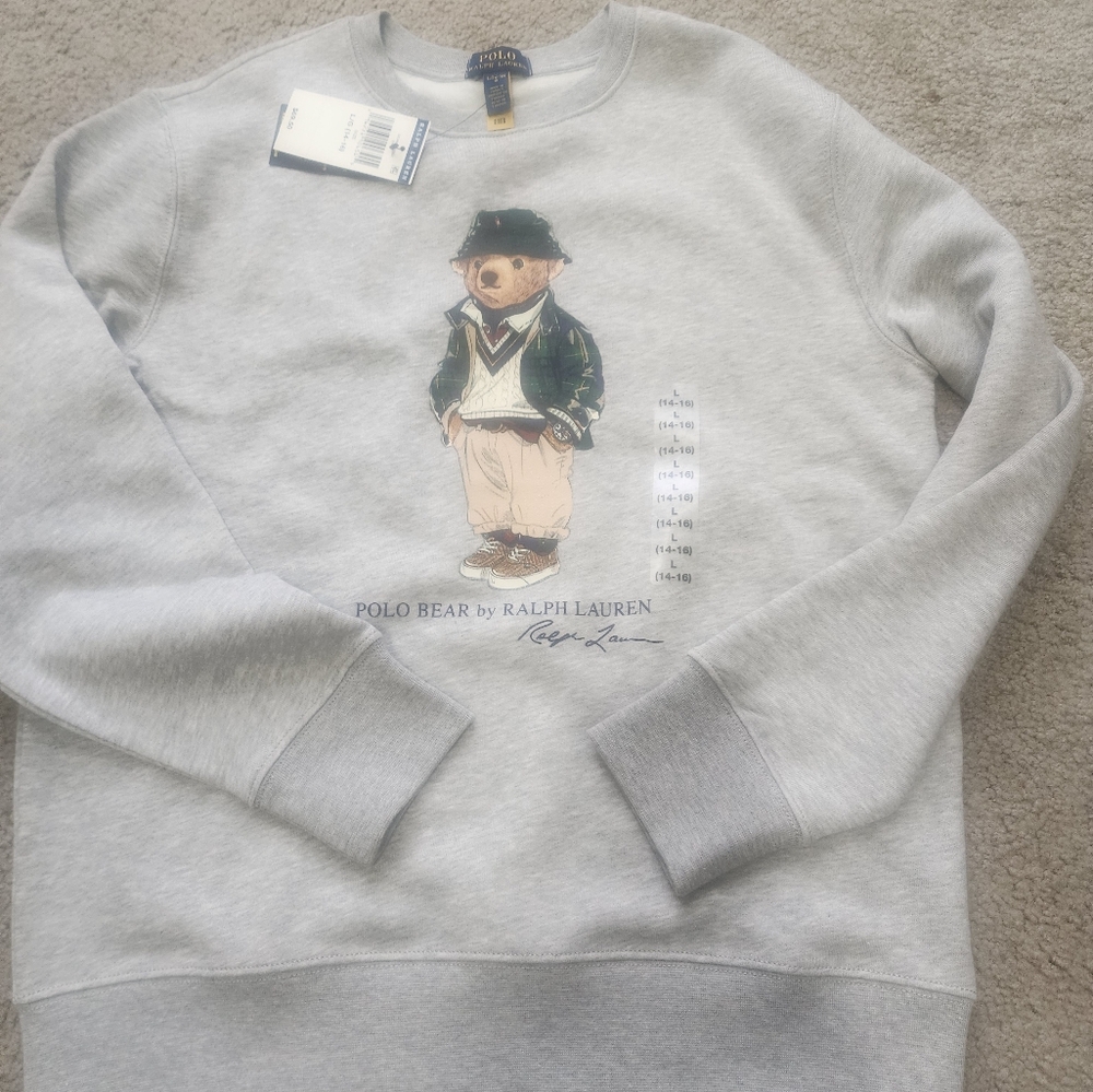 Ralph Lauren Gray Polo Bear Sweater for Big Kids